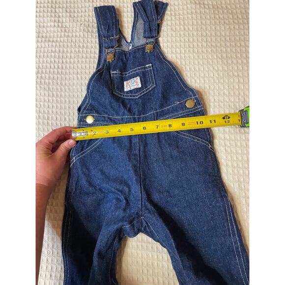 VTG Kids Talk Dark Wash 100% Cotton Snap Crotch Denim Play Overalls Size 2T - Picture 7 of 10